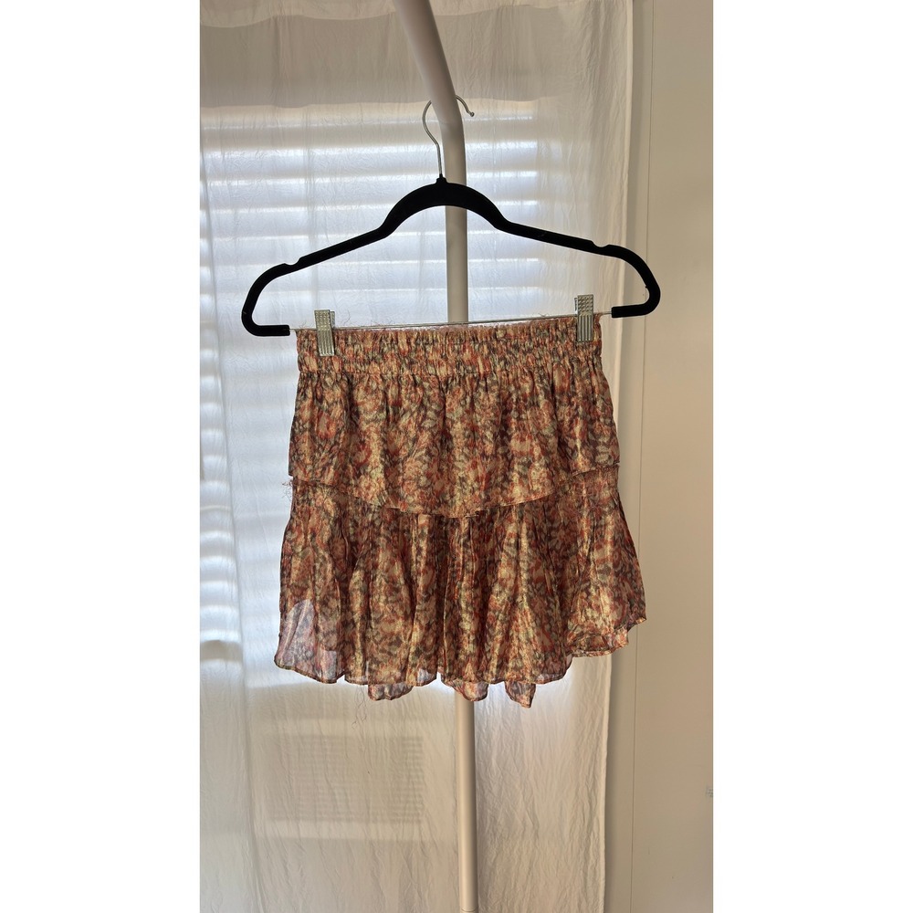 $325 LoveShackFancy Ruffle Tiered Floral Metallic Mini Skirt Size S - Picture 4 of 9